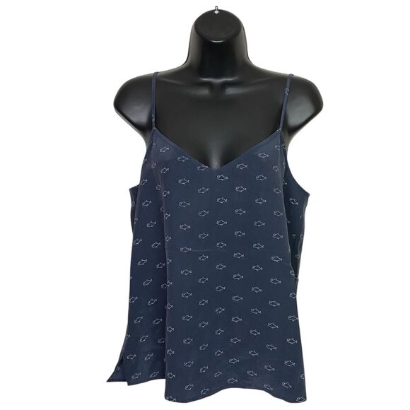 AG Adriano Goldschmied Tops - AG Adriano Goldschmied Tank Top Womens Small Blue Silk Sleeveless V-Neck Cami